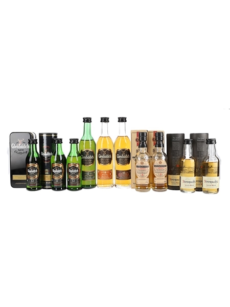 Assorted Highland & Speyside Single Malt Scotch Whisky Glenfiddich, Knockando & Stronachie 10 x 5-10cl