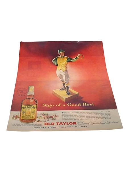 Old Taylor Bourbon Whisky Advertising Print 1951 26cm x 35cm