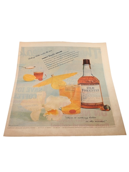 Old Forester Bourbon Whiskey Advertising Print 1954 26cm x 35cm