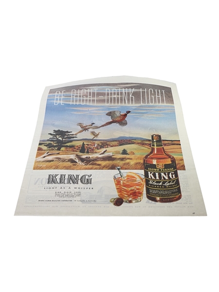 King Black Label Blended Whisky Advertising Print 1940s - Light As A Whisper 27cm x 35cm