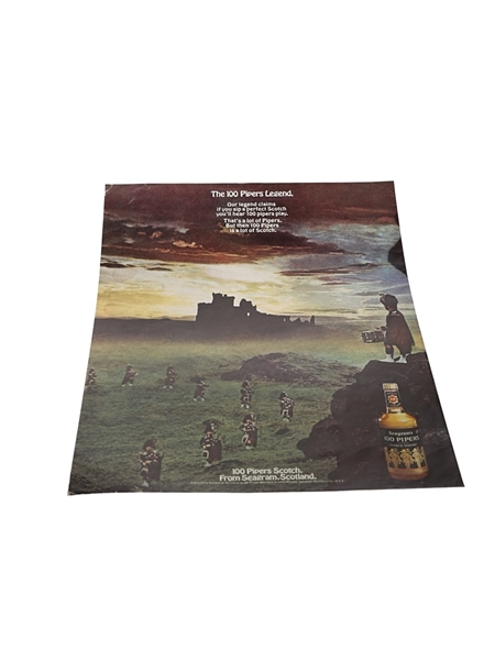 Seagram's The 100 Pipers Legend Advertising Print 1970 25cm x 33cm