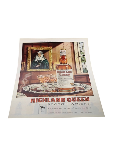 Highland Queen Whisky Advertising Print 1950s - A Queen All The World Acknowledges 26cm x 37cm