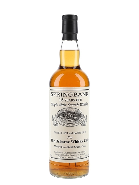 Springbank 1994 15 Year Old Bottled 2010 -  The Osborne Whisky Club 70cl / 46%