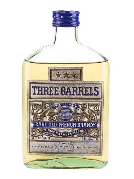 Three Barrels Rare Old French Brandy Bottled 1970s 34cl / 40%