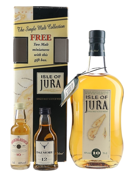 Isle of Jura 10 Year Old Gift Box Bottle 1990s 3 x 5cl - 70cl