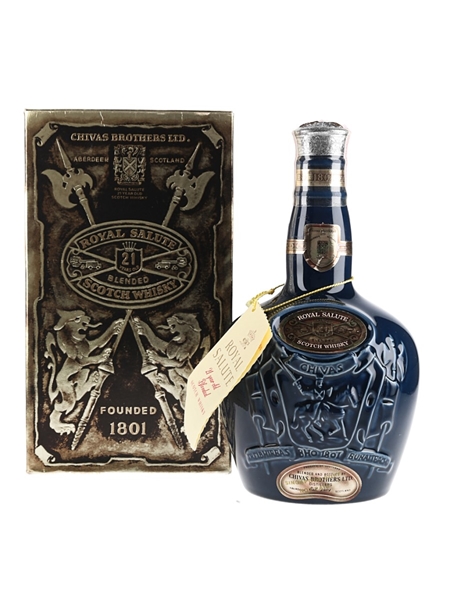 Royal Salute 21 Year Old Bottled 1990s - Blue Spode Ceramic Decanter 70cl / 40%