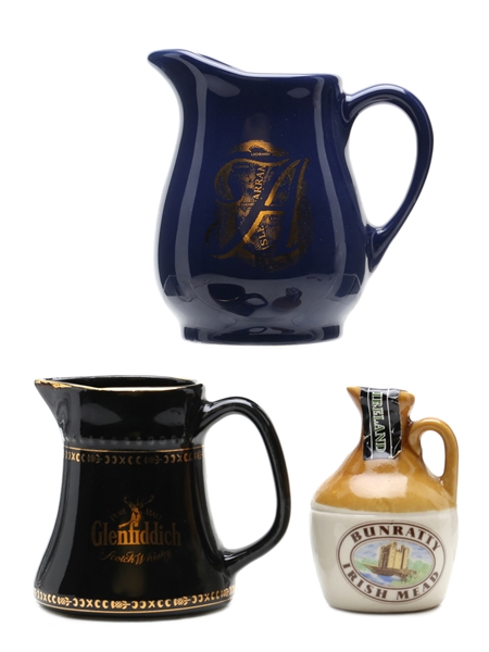 Glenfiddich & Arran Water Jugs and Bunratty Irish Mead Miniature 