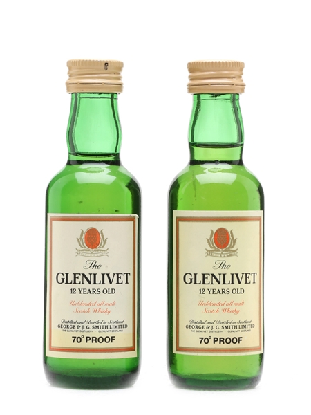 Glenlivet 12 Year Old Bottled 1970s 2 x 5cl / 40%