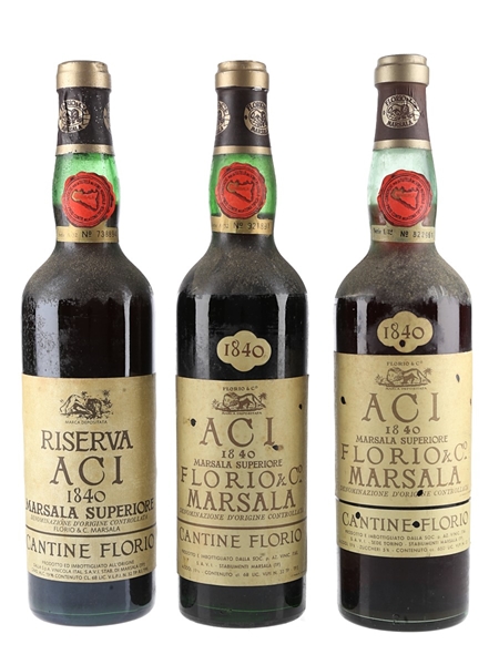 Florio Aci 1840 Superiore Marsala & Riserva Bottled 1970s-1980s 3 x 68cl / 19%