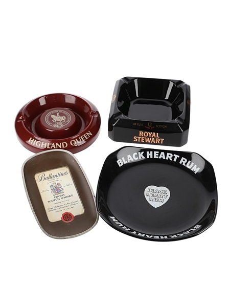 Whisky & Rum Ceramic Ashtrays  4 x 10.5cm & 9cm