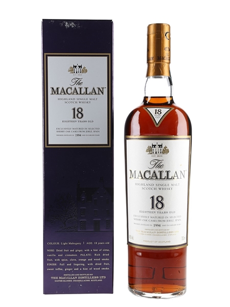 Macallan 18 Year Old Distilled 1994 And Earlier 70cl / 43%