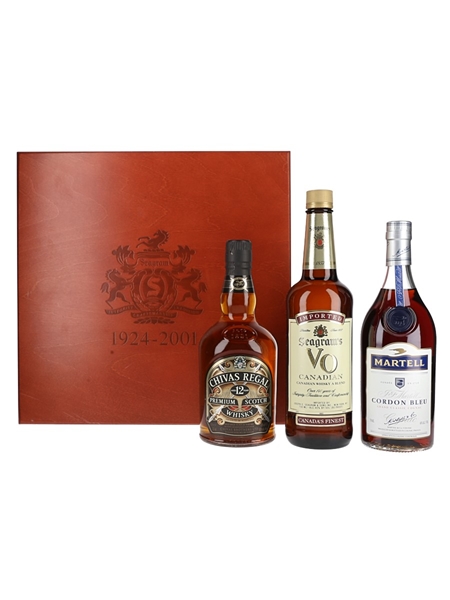 Seagram Commemorative 1924-2001 Chivas Regal 12, Seagram's VO & Martell Cordon Bleu 3 x 75cl / 40%