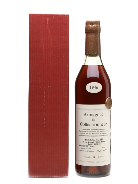 Dupeyron 1946 Armagnac Bottled for J C Rossi, Paris 70cl / 44.1%