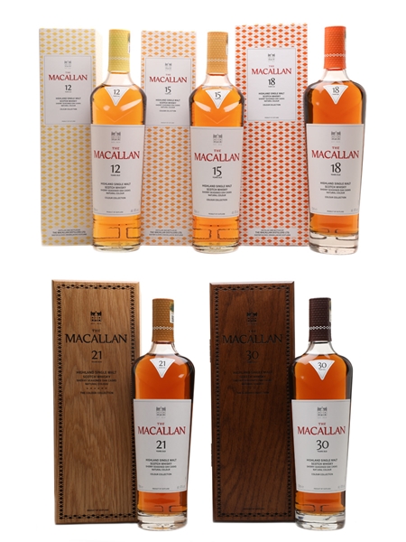 Macallan Colour Collection 12, 15, 18, 21 & 30 Year Old  5 x 70cl