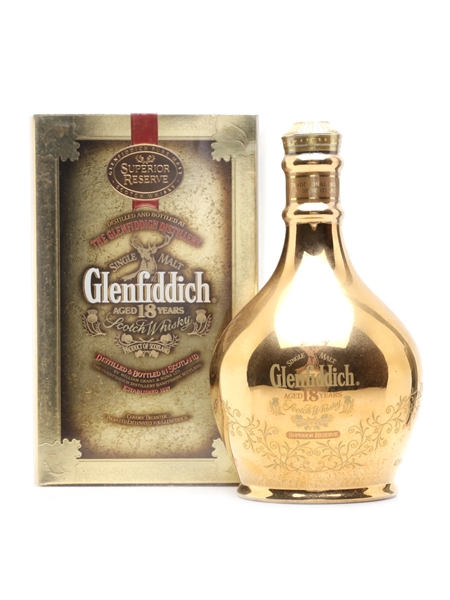 Glenfiddich 18 Year Old Superior Reserve 23 Carat Gold Ceramic Decanter 70cl / 43%