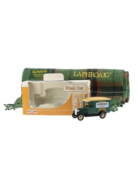 Laphroaig Chevrolet Van & Laphroaig Scarf Lledo Collectibles & Islay Woollen Mill 