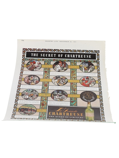 Chartreuse Advertisement Print November 1951 -  The Secret of Chartreuse 32cm x 23.5cm