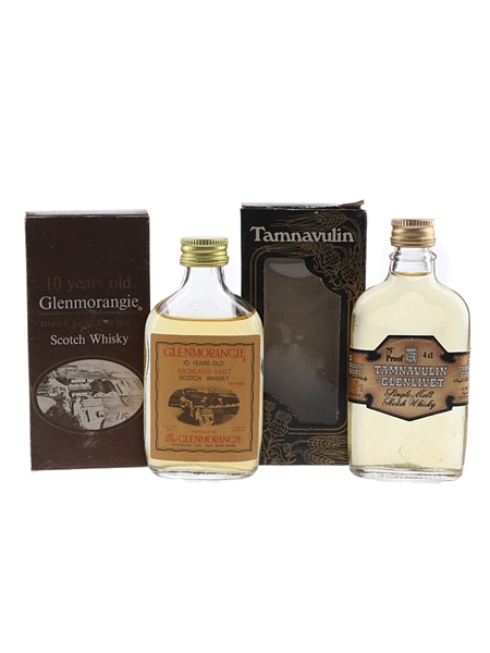 Glenmorangie 10 Year Old & Tamnavulin Glenlivet 75 Proof Bottled 1970s 2 x 4cl-5cl / 40%