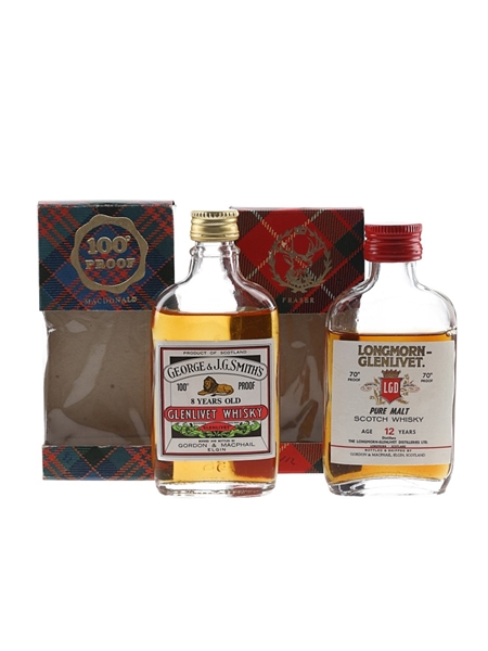 Glenlivet 8 Year Old & Longmorn Glenlivet 12 Year Old Bottled 1970s - Gordon & MacPhail 2 x 5cl / 40%