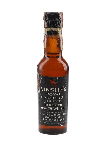 Ainslie's Royal Edinburgh Brand Spring Cap Bottled 1940s-1950s - Hulse Import Co. 4.7cl / 43.4%