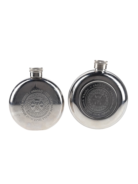 Ardbeg Stainless Steel Hipflasks  8.5cm & 9.5cm