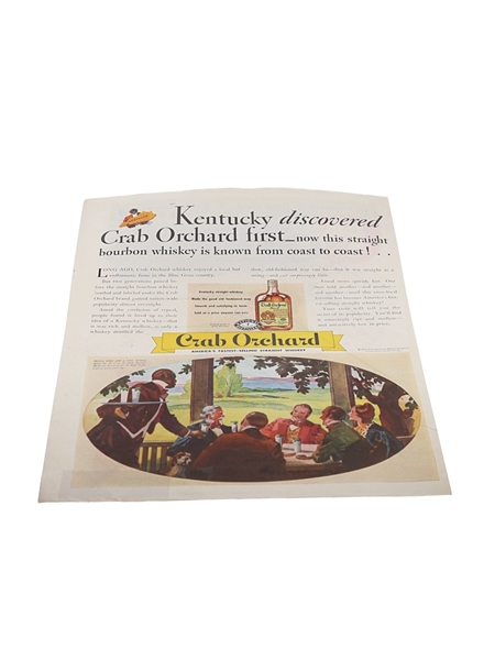 Crab Orchard Kentucky Straight Bourbon Advertising Print 1935 - America's Fastest Selling Straight Whisky 26cm x 34cm