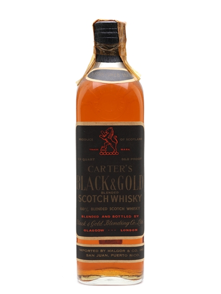 Carter's Black & Gold Bottled 1950s - Malgor & Co., Puerto Rico 75cl / 43.4%