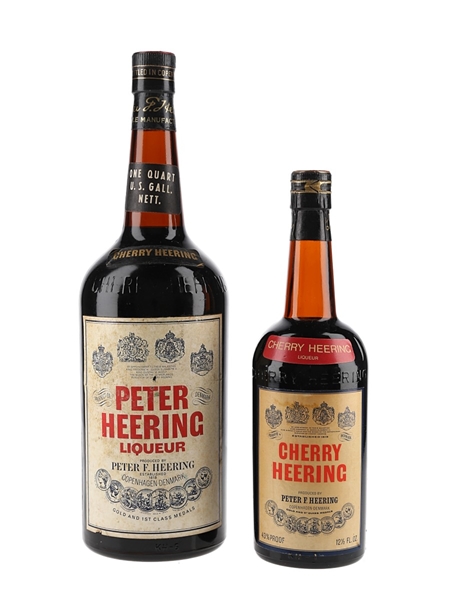 Peter Heering Cherry Liqueur Bottled 1960s-1970s 2 x 35.5cl-94.6cl