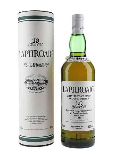 Laphroaig 10 Year Old Bottled 1990s - Pre Royal Warrant - Bahrain Airport 100cl / 43%