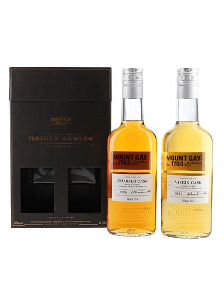 Mount Gay Virgin Cask & Charred cask Origin Series Volume 1 Small Batch Rums 2 x 37.5cl / 43%