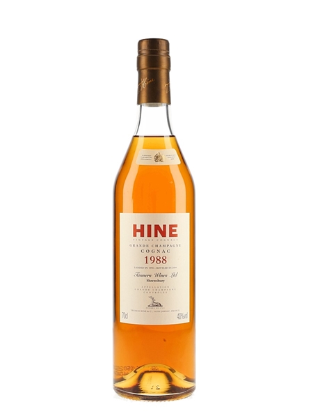 Hine 1988 Grande Champagne Cognac Landed 1990, Bottled 2004 - Tanners Wines 70cl / 40%