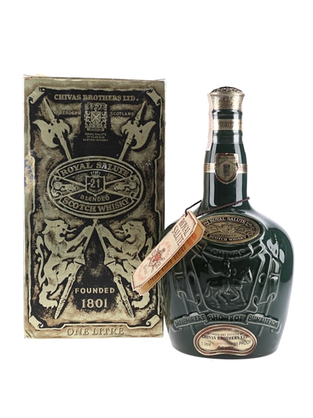 Royal Salute 21 Year Old Bottled 1990s-2000s - Green Wade Ceramic Decanter 100cl / 40%