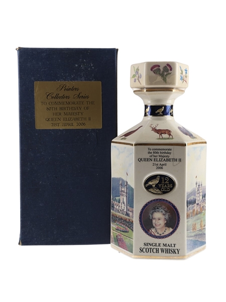 Queen Elizabeth II 80th Birthday 12 Year Old Pointers Ceramic Decanter 100cl / 43%