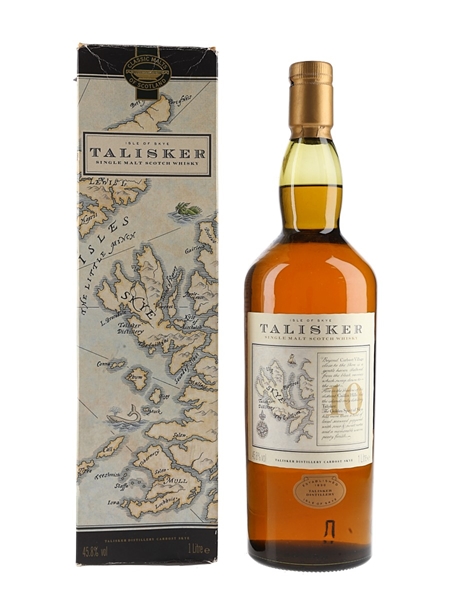 Talisker 10 Year Old Bottled 1990s - Map Label 100cl / 45.8%