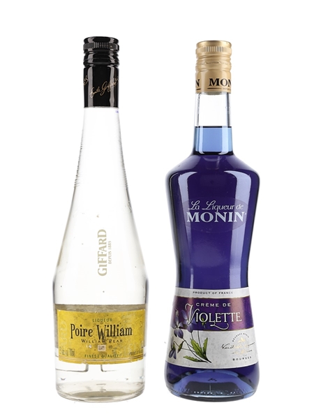 Giffard Poire William Liqueur & Monin Creme de Violet  2 x 70cl