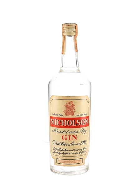 Nicholson Finest London Dry Gin Bottled 1960s - 1970s 100cl / 45%