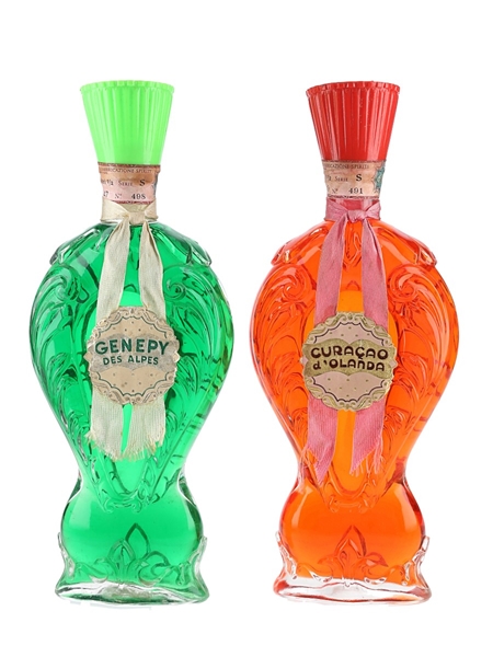 Arlorio Liqueurs: Genepy Des Alpes & Curacao D'Olanda Bottled 1960s-1970s 2 x 50cl