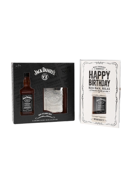 Jack Daniel's Old No 7 Birthday Gift box & Hip Flask Sets  2 x 5cl / 40%