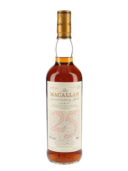 Macallan 1971 25 Year Old Anniversary Malt Bottled 1997 70cl / 43%