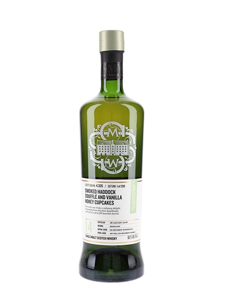 Highland Park 2008 14 Year Old SMWS 4.326 Smoked Haddock Soufflé and Vanilla honey Cupcakes 70cl / 60.7%