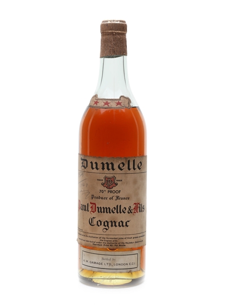 Dumelle 3 Star Bottled 1940s - AW Gamage 70cl / 40%