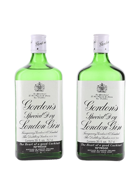 Gordon's Special Dry London Gin Bottled 1970s 2 x 75.7cl / 40%