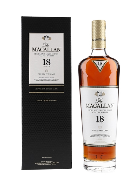 Macallan 18 Year Old Sherry Oak Annual 2022 Release 70cl / 43%