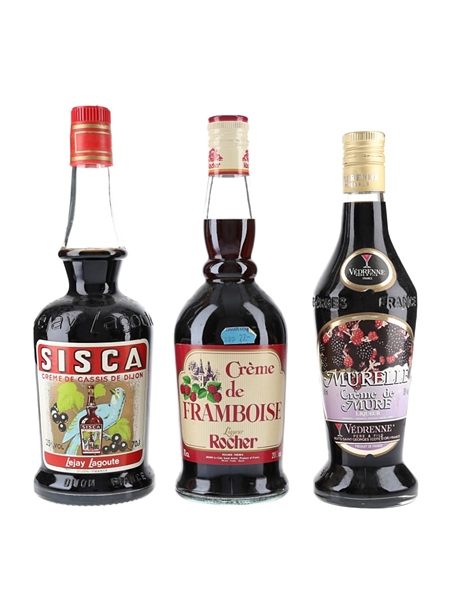 Cremes De Cassis, Framboise & Mure Sisca Lejay Lagoute, Rocher & Vedrenne 3 x 50-70cl