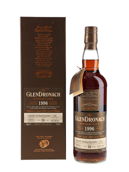 Glendronach 18 Year Old 1996 Pedro Ximenez Sherry Puncheon Bottled 2014 70cl / 54.1%