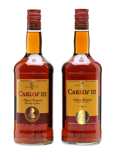 2 x Carlos III Brandy De Jerez Solera Reserva 2 x 1 Litre / 36%