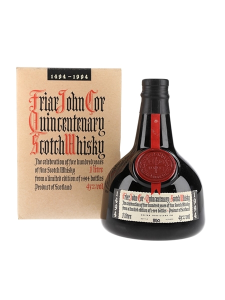 Friar John Cor Quincentenary Spirit Of Scotland Trophy Bottled 1994 - 500 Years Of Scotch Whisky 100cl / 43%