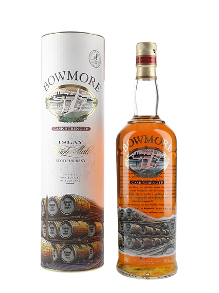 Bowmore Cask Strength Bottled 1990s - Screen Printed Label 100cl / 56%