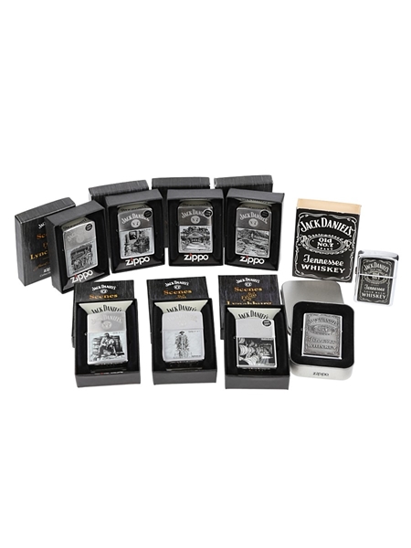 A Set of Jack Daniel's Lighters 8 x Zippo & 1 x Earth 9 x 5.7cm x 4cm