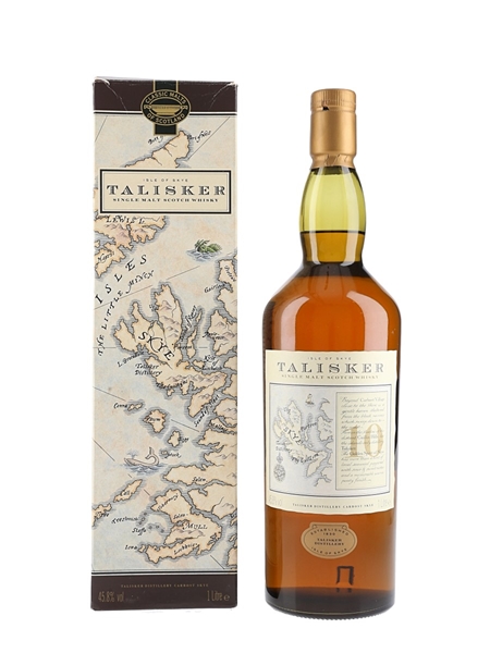 Talisker 10 Year Old Bottled 1990s - Map Label 100cl / 45.8%